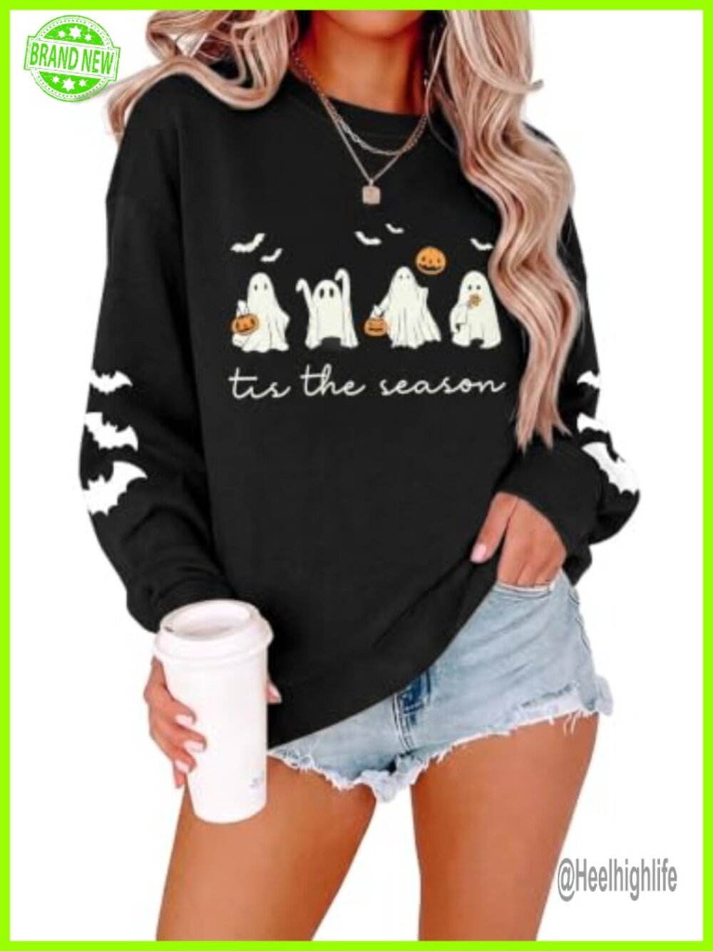 Halloween Sweatshirt Women Ghost Pumpkin Crewneck Long Sleeve Pullover Top